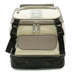 CHANEL Sport Line Coco Mark Backpack, Nylon, Rubber, Ivory, Black, Gray, A03595